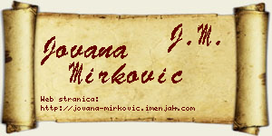 Jovana Mirković vizit kartica